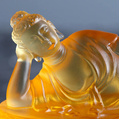 Shakyamuni reclining Buddha statue Tathagata Buddha worship sleeping buddha ornament Coloured glaze crafts