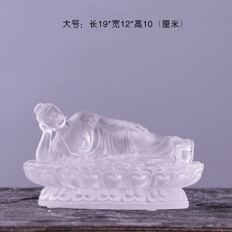 Shakyamuni reclining Buddha statue Tathagata Buddha worship sleeping buddha ornament Coloured glaze crafts