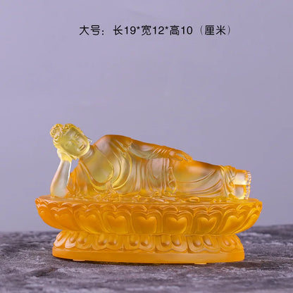 Shakyamuni reclining Buddha statue Tathagata Buddha worship sleeping buddha ornament Coloured glaze crafts