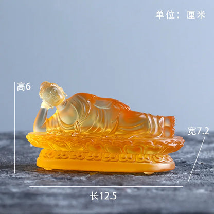 Shakyamuni reclining Buddha statue Tathagata Buddha worship sleeping buddha ornament Coloured glaze crafts
