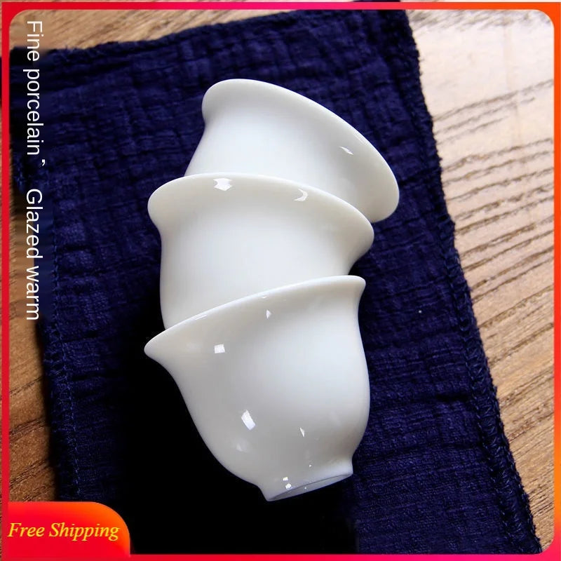Sheep Fat Jade Porcelain Chinese White Porcelain Tea Cup Kung Fu Tea Set Ceramic Individual Cup Master Cup Small Tea Cup Bowl