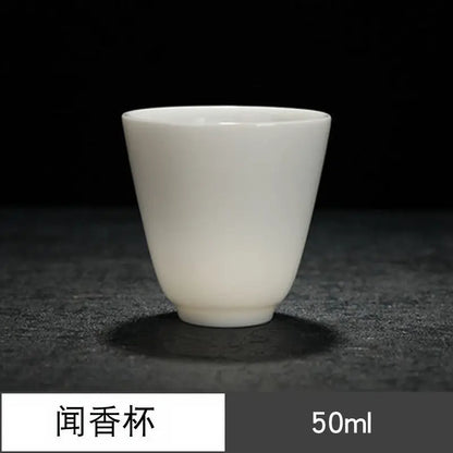 Sheep Fat Jade Porcelain Chinese White Porcelain Tea Cup Kung Fu Tea Set Ceramic Individual Cup Master Cup Small Tea Cup Bowl