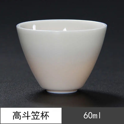 Sheep Fat Jade Porcelain Chinese White Porcelain Tea Cup Kung Fu Tea Set Ceramic Individual Cup Master Cup Small Tea Cup Bowl
