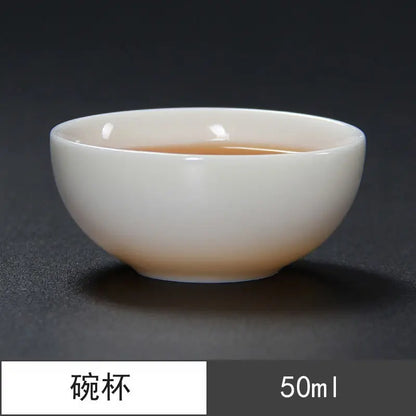 Sheep Fat Jade Porcelain Chinese White Porcelain Tea Cup Kung Fu Tea Set Ceramic Individual Cup Master Cup Small Tea Cup Bowl