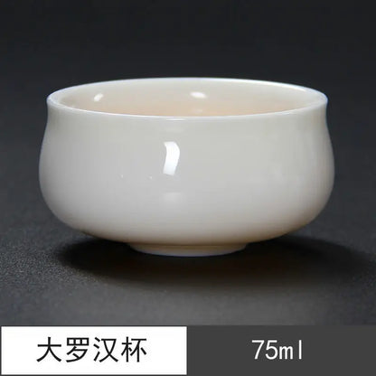 Sheep Fat Jade Porcelain Chinese White Porcelain Tea Cup Kung Fu Tea Set Ceramic Individual Cup Master Cup Small Tea Cup Bowl