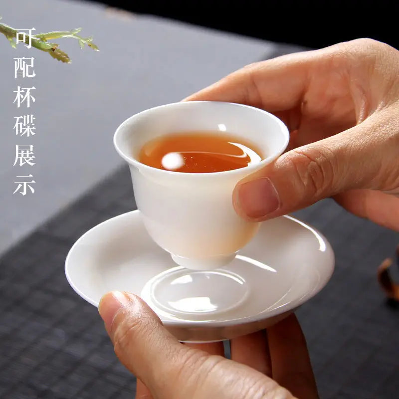 Sheep Fat Jade Porcelain Chinese White Porcelain Tea Cup Kung Fu Tea Set Ceramic Individual Cup Master Cup Small Tea Cup Bowl
