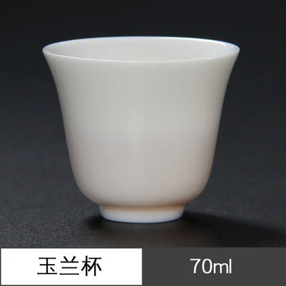 Sheep Fat Jade Porcelain Chinese White Porcelain Tea Cup Kung Fu Tea Set Ceramic Individual Cup Master Cup Small Tea Cup Bowl