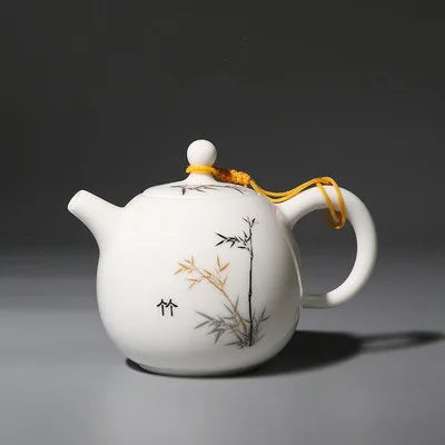 Sheep Fat Jade Porcelain Teapot Handmade High White Porcelain Tea Pot Household Kung Fu Black Tea Da Hong Pao Teaware