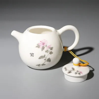 Sheep Fat Jade Porcelain Teapot Handmade High White Porcelain Tea Pot Household Kung Fu Black Tea Da Hong Pao Teaware