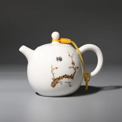 Sheep Fat Jade Porcelain Teapot Handmade High White Porcelain Tea Pot Household Kung Fu Black Tea Da Hong Pao Teaware