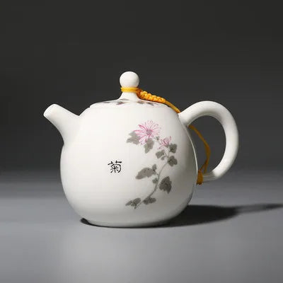 Sheep Fat Jade Porcelain Teapot Handmade High White Porcelain Tea Pot Household Kung Fu Black Tea Da Hong Pao Teaware