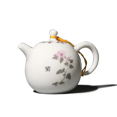 Sheep Fat Jade Porcelain Teapot Handmade High White Porcelain Tea Pot Household Kung Fu Black Tea Da Hong Pao Teaware