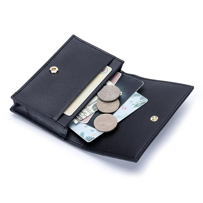 Sheepskin Braided Holder Women Bifold Leather Bank Credit Case Wallets Coin Purse Men Unisex Business Name Card Bag