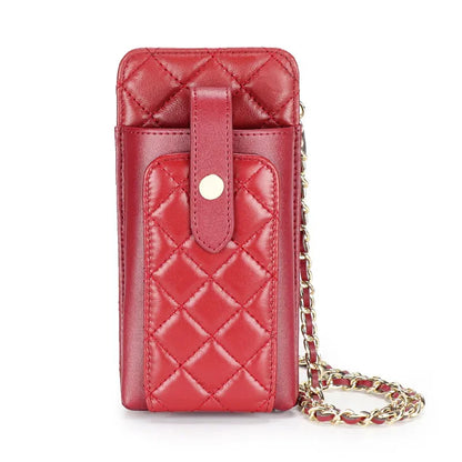 Sheepskin Fragrance Wind Ringed Cell Phone Lady Shoulder Crossbody Leather Chain One Mini Small Bag