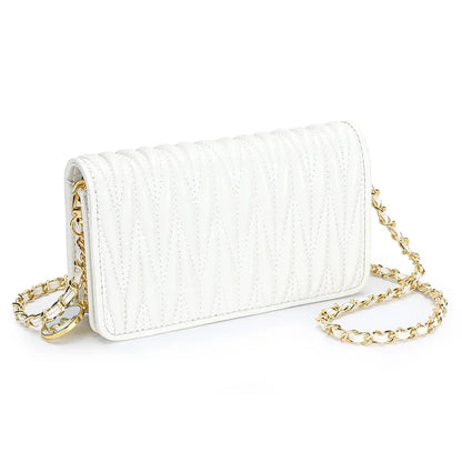 Sheepskin Pleated Chain Diagonal Ladies New Leather Shoulder Armpit Mobile Phone Mini Ins Small Square Bag Women