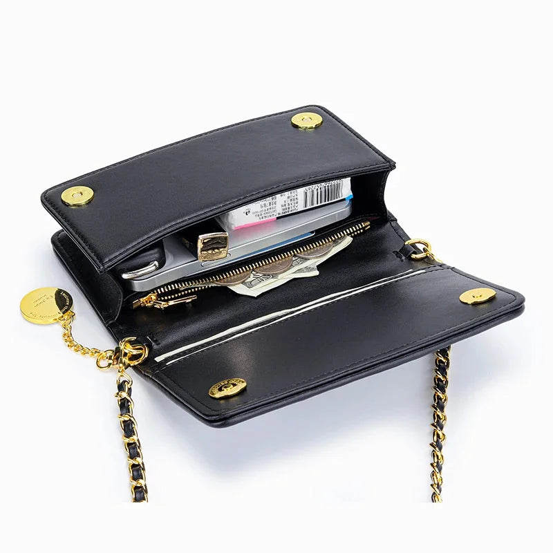 Sheepskin Pleated Chain Diagonal Ladies New Leather Shoulder Armpit Mobile Phone Mini Ins Small Square Bag Women