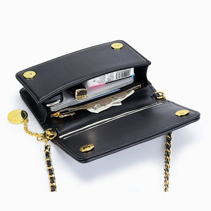 Sheepskin Pleated Chain Diagonal Ladies New Leather Shoulder Armpit Mobile Phone Mini Ins Small Square Bag Women