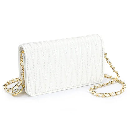 Sheepskin Pleated Chain Diagonal Ladies New Leather Shoulder Armpit Mobile Phone Mini Ins Small Square Bag Women