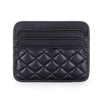 Sheepskin Quilting Credit Holder Fashion Luxury Diamond Stichting Mini Wallets For Women Slim Genuine Leather ID Card Case