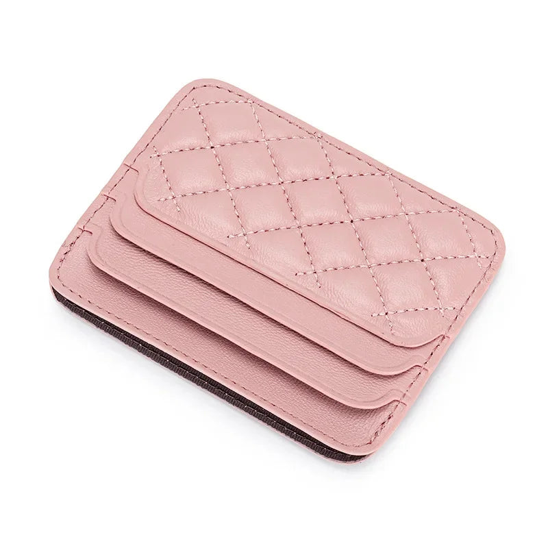 Sheepskin Quilting Credit Holder Fashion Luxury Diamond Stichting Mini Wallets For Women Slim Genuine Leather ID Card Case