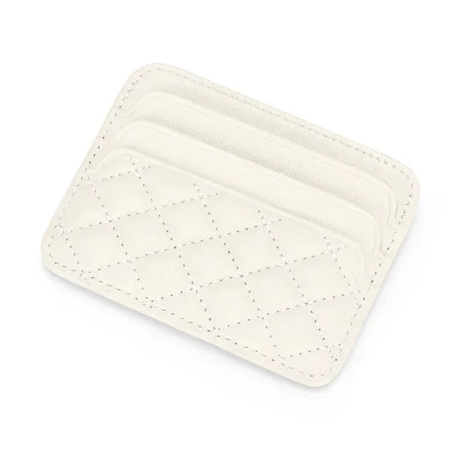 Sheepskin Quilting Credit Holder Fashion Luxury Diamond Stichting Mini Wallets For Women Slim Genuine Leather ID Card Case