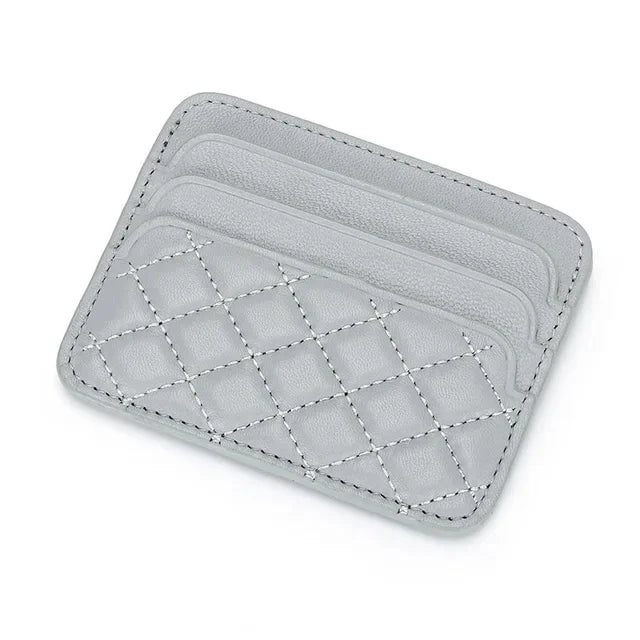 Sheepskin Quilting Credit Holder Fashion Luxury Diamond Stichting Mini Wallets For Women Slim Genuine Leather ID Card Case