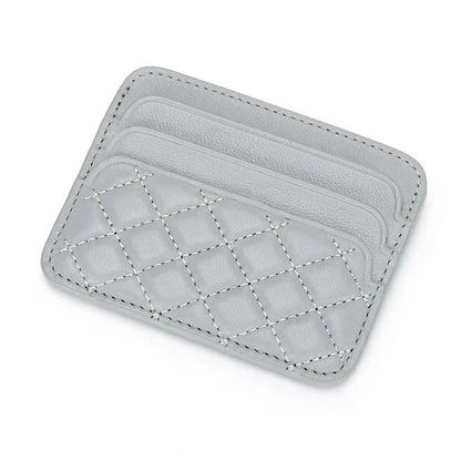 Sheepskin Quilting Credit Holder Fashion Luxury Diamond Stichting Mini Wallets For Women Slim Genuine Leather ID Card Case