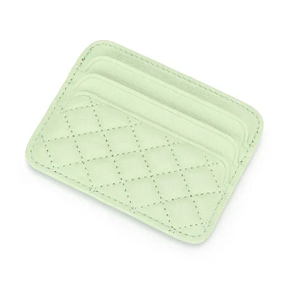 Sheepskin Quilting Credit Holder Fashion Luxury Diamond Stichting Mini Wallets For Women Slim Genuine Leather ID Card Case