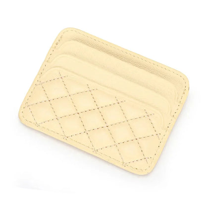 Sheepskin Quilting Credit Holder Fashion Luxury Diamond Stichting Mini Wallets For Women Slim Genuine Leather ID Card Case