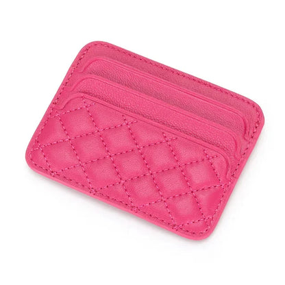 Sheepskin Quilting Credit Holder Fashion Luxury Diamond Stichting Mini Wallets For Women Slim Genuine Leather ID Card Case