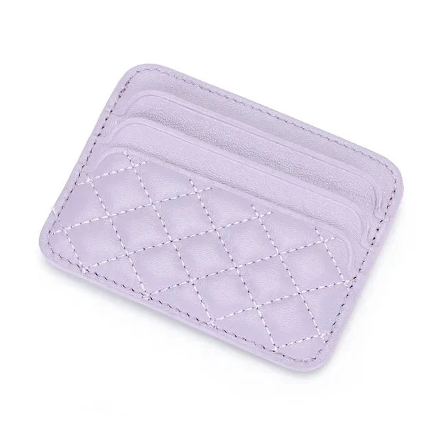 Sheepskin Quilting Credit Holder Fashion Luxury Diamond Stichting Mini Wallets For Women Slim Genuine Leather ID Card Case