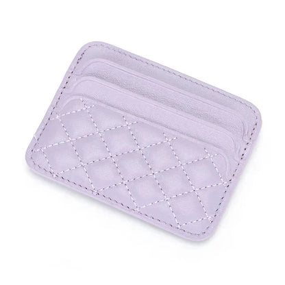 Sheepskin Quilting Credit Holder Fashion Luxury Diamond Stichting Mini Wallets For Women Slim Genuine Leather ID Card Case