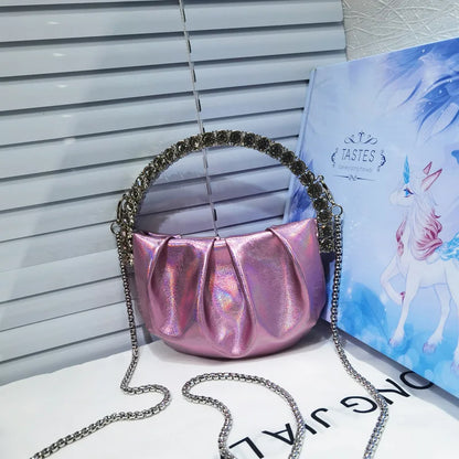 Shiny Crystal Purses Evening Handbag Luxury Designer Rhinestones Pleated Clutch Bag for Women with Zipper Shoulder Bags Party