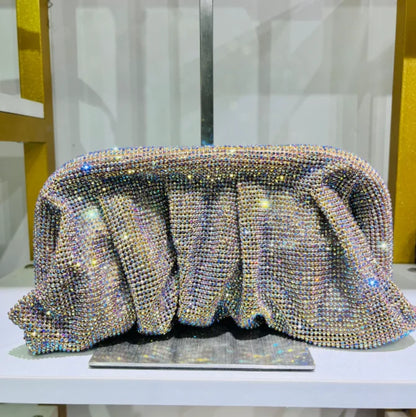 Shiny Rhinestone Evening Clutch Bags Women New Folds Crystal Clip Purses And Handbags Luxury Designer Wedding Party High Quality