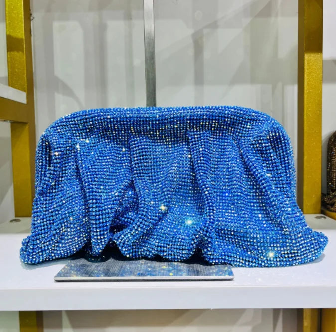 Shiny Rhinestone Evening Clutch Bags Women New Folds Crystal Clip Purses And Handbags Luxury Designer Wedding Party High Quality