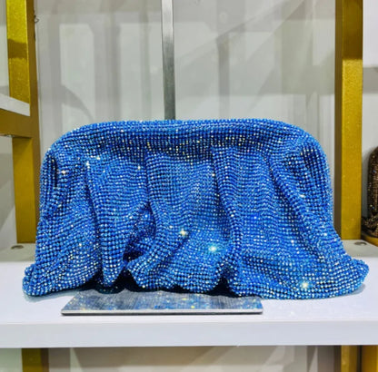 Shiny Rhinestone Evening Clutch Bags Women New Folds Crystal Clip Purses And Handbags Luxury Designer Wedding Party High Quality