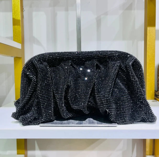 Shiny Rhinestone Evening Clutch Bags Women New Folds Crystal Clip Purses And Handbags Luxury Designer Wedding Party High Quality