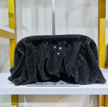 Shiny Rhinestone Evening Clutch Bags Women New Folds Crystal Clip Purses And Handbags Luxury Designer Wedding Party High Quality