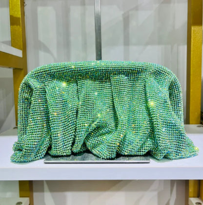 Shiny Rhinestone Evening Clutch Bags Women New Folds Crystal Clip Purses And Handbags Luxury Designer Wedding Party High Quality