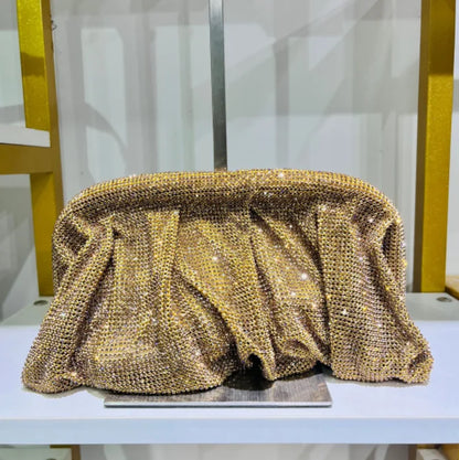 Shiny Rhinestone Evening Clutch Bags Women New Folds Crystal Clip Purses And Handbags Luxury Designer Wedding Party High Quality