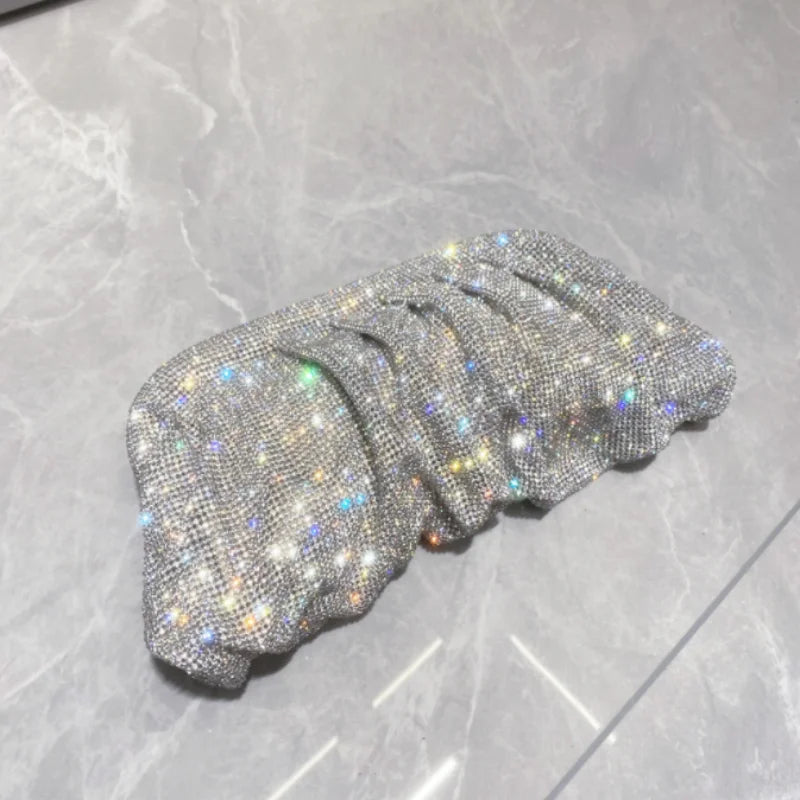 Shiny Rhinestone Evening Clutch Bags Women New Folds Crystal Clip Purses And Handbags Luxury Designer Wedding Party High Quality