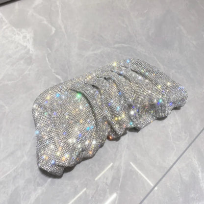 Shiny Rhinestone Evening Clutch Bags Women New Folds Crystal Clip Purses And Handbags Luxury Designer Wedding Party High Quality