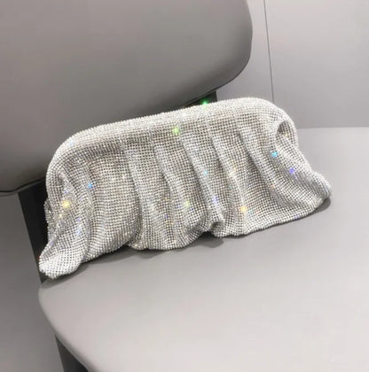 Shiny Rhinestone Evening Clutch Bags Women New Folds Crystal Clip Purses And Handbags Luxury Designer Wedding Party High Quality