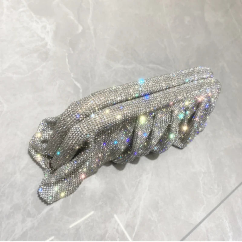 Shiny Rhinestone Evening Clutch Bags Women New Folds Crystal Clip Purses And Handbags Luxury Designer Wedding Party High Quality