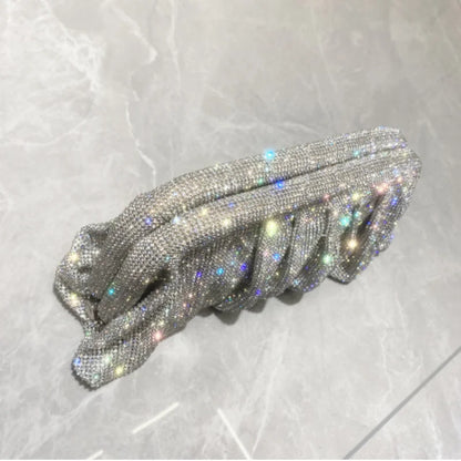 Shiny Rhinestone Evening Clutch Bags Women New Folds Crystal Clip Purses And Handbags Luxury Designer Wedding Party High Quality