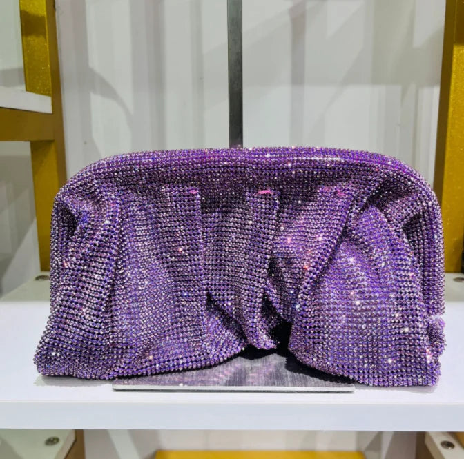 Shiny Rhinestone Evening Clutch Bags Women New Folds Crystal Clip Purses And Handbags Luxury Designer Wedding Party High Quality