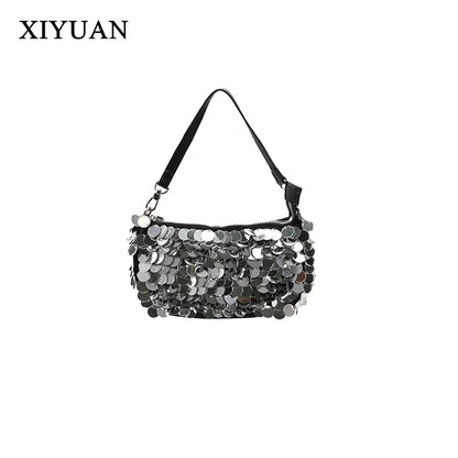 Shiny Sequins Handbags Pink Silver Bag Women Small Tote Bags Bling Fashion Lady Bucket Evening Bags Girls Glitter Purses