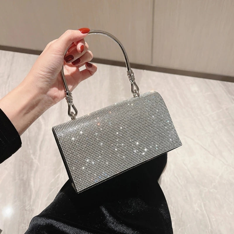 Shiny Wedding Clutch Handbag for Women Girls Glitter KTV Shoulder Bag Wedding Purses Dating Bag All-matching Evening Bag