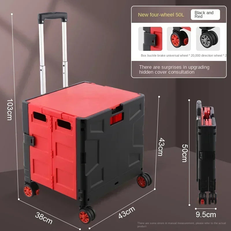 Shop Cart Small Pull Cart Flat pulled Folding Shopping Cart Mute Wheel ClimbStairs Hand-pulled Trolley