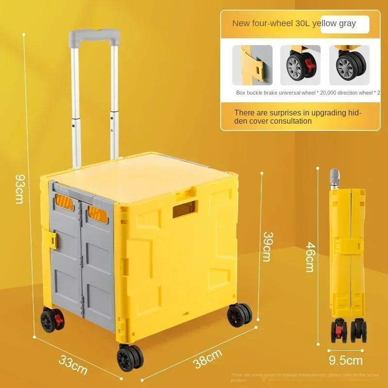 Shop Cart Small Pull Cart Flat pulled Folding Shopping Cart Mute Wheel ClimbStairs Hand-pulled Trolley